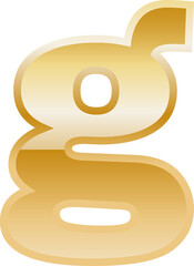 Golden gradient alphabet letter lowercase g