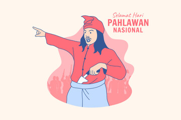 Illustrations Indonesian Heroes for Indonesian national Heroes Day Hari Pahlawan design concept