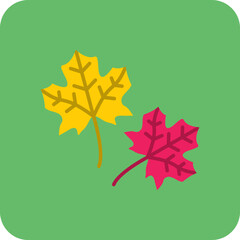 Maple Leaf Multicolor Round Corner Flat Icon