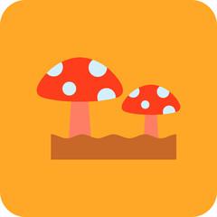 Mushroom Multicolor Round Corner Flat Icon