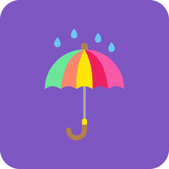Umbrella Multicolor Round Corner Flat Icon