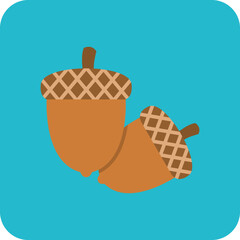 Acorn Multicolor Round Corner Flat Icon