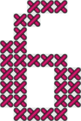 Cross stitch style typographic letter number six