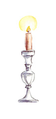 Candle. Watercolor clipart