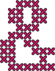 Cross stitch style typographic letter notation and mark