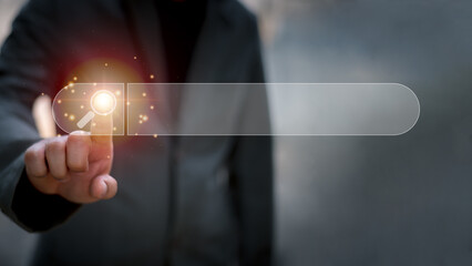 search technology Search Engine Optimization A man uses his smart phone to search for information. by using the search engine bar functionality on your website.