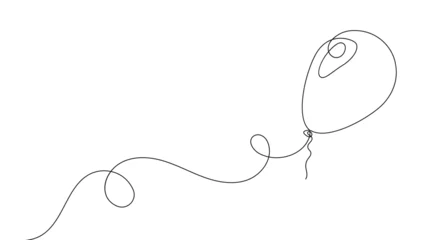 Papier Peint photo Une ligne Continuous linear drawing of balloon. Balloon icon. One line drawn background. Vector illustration. Abstract linear background