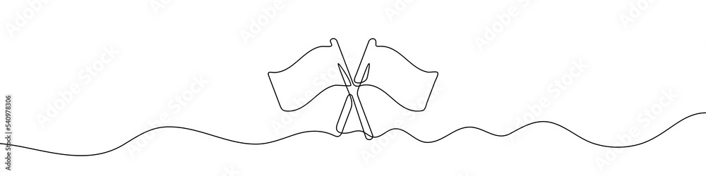 Wall mural continuous linear drawing of flag. flag icon. one line drawn background. vector illustration. abstra