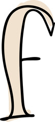 Graffiti hand drawn style alphabet letter lowercase f