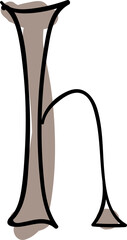 Graffiti hand drawn style alphabet letter lowercase h