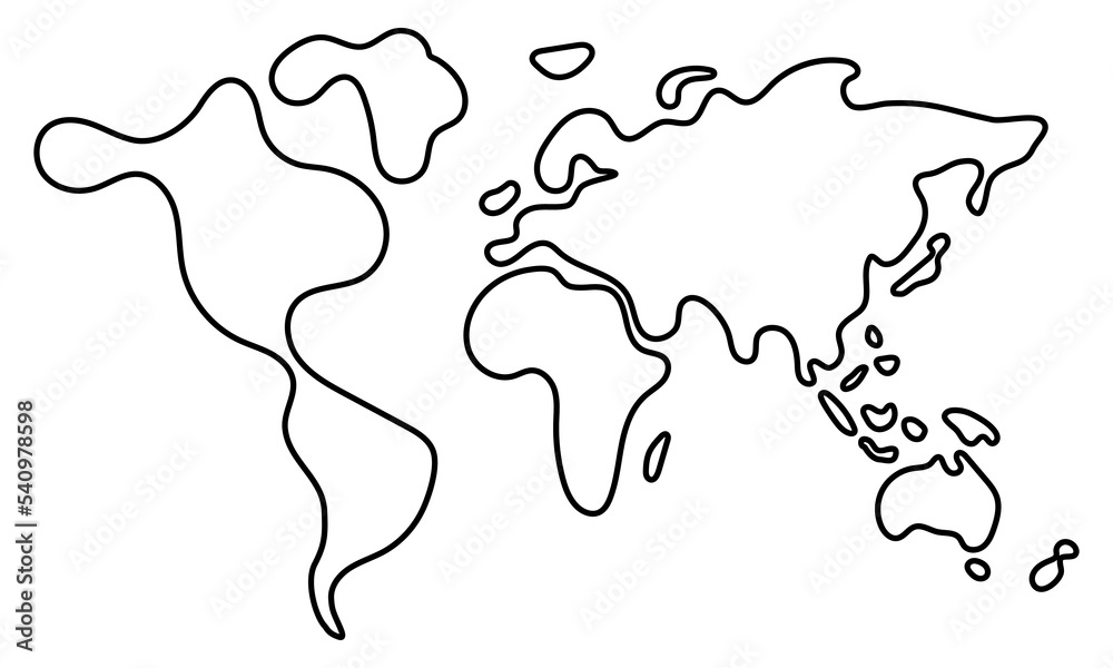Canvas Prints linear drawing of world map. image of world map. vector illustration. outline of the continents