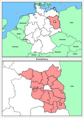 Bundesland  Brandenburg Karte Deutschland stumme Karte Deutschlandkarte mit Nachbarländer 