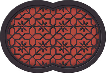 Traditional Chinese window tracery polygon geometry cross flower pattern