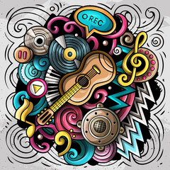 Music hand drawn vector doodles illustration