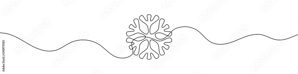 Canvas Prints continuous linear drawing of snowflake. snowflake icon. one line drawn background. vector illustrati