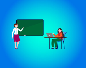 teacher classroom vector students study