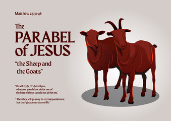 Bible stories - The Parable of The Sheep and The Goats - obrazy, fototapety, plakaty