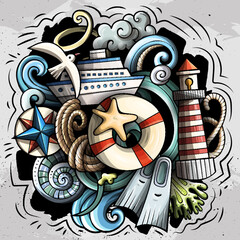 Nautical cartoon vector illustration.