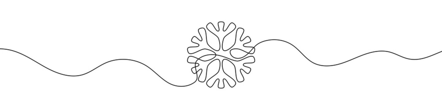 recommend clip art: Continuous linear drawing of snowflake. Snowflake icon. One line drawn background. Vector illustration. Abstract linear background
