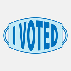 Light blue election mask and positive text I VOTED