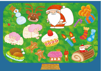 たくさんのオーメントが装飾されたクリスマスツリー