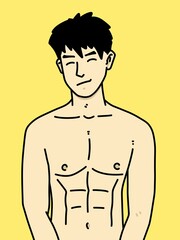 Fototapeta premium cute man cartoon on yellow background