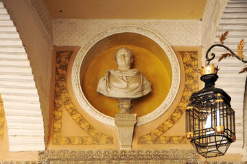 Trajanus, Trajan, Roman emperor. Marble bust in Casa de Pilatos (House of Pilate), one of the main Renaissance palaces in Seville.