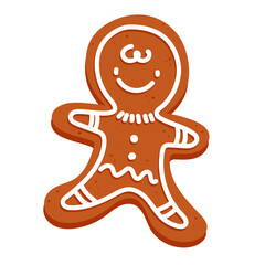 Festive cookies with a gingerbread man. Cookies in the shape of a man with white icing