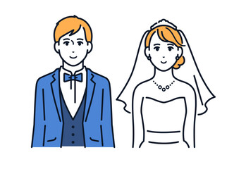 新郎新婦のシンプルなベクターイラスト素材