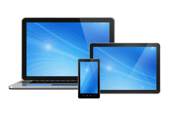 Laptop, mobile phone and digital tablet pc