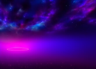 Abstract fantasy landscape in a blue violet colors. Cumulus neon clouds against night purple sky. Beautiful Natural wallpaper. 3D illustration.