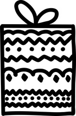 Hand drawn vector giftbox in doodle style,flat icon of birthday box,outline isolated present for christmas and new year decoration,design element for web pages