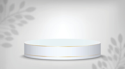 White podium with a shadow of branch illustration background