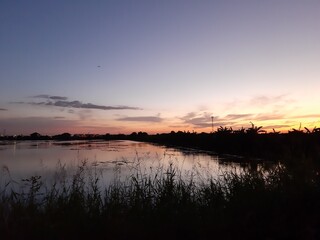 sunset over the river