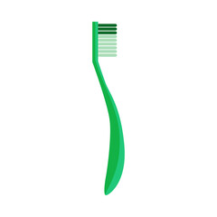 Green cartoon toothbrush illustration. Kids and adults dental cleaning brush for whiter smile and dental health vector illustration. Mouth cavity hygiene concept