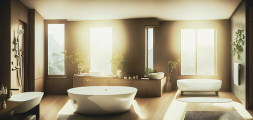 Fototapeta na wymiar Artistic concept painting of a bathroom interior , background illustration.