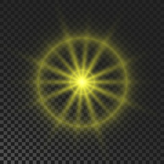 Yellow glowing sparkling star
