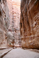 Petra, Jordan, November 2019 - A close up of a canyon