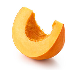 One fresh ripe slice of orange pumpkin