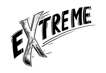 Extreme. Logo with the word extreme. X with grunge style. Handmade strokes