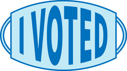 Light blue election mask and positive text I VOTED