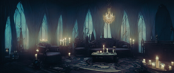 Obraz premium Artistic concept painting of a beautiful scary halloween interior