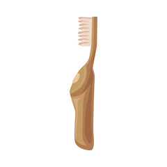Bamboo cartoon toothbrush illustration. Kids and adults dental cleaning brush for whiter smile and dental health vector illustration. Mouth cavity hygiene concept