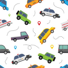 Naklejka premium Cute car seamless pattern wallpaper background