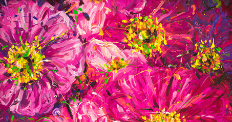 Flower Painting - Painting Art - Brush Painting Nature Acrylic - Interior painting