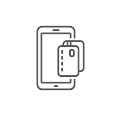 Fototapeta premium Mobile debit and credit card line icon vector graphic