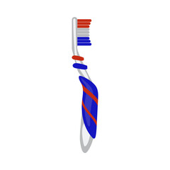 Obraz premium Colorful cartoon toothbrush illustration. Kids and adults dental cleaning brush for whiter smile and dental health vector illustration. Mouth cavity hygiene concept