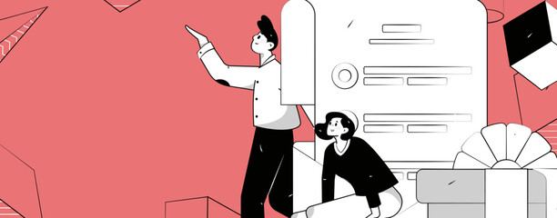 Invite friends for evaluation survey flat vector concept operation illustration
