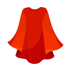 Back of red cape flying in wind cartoon illustration. Superhero satin cloak or vampire mantle for Halloween party isolated on white background. Carnival costume, accessory concept - obrazy, fototapety, plakaty