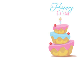 birthday card cake with candles, cake with fruits